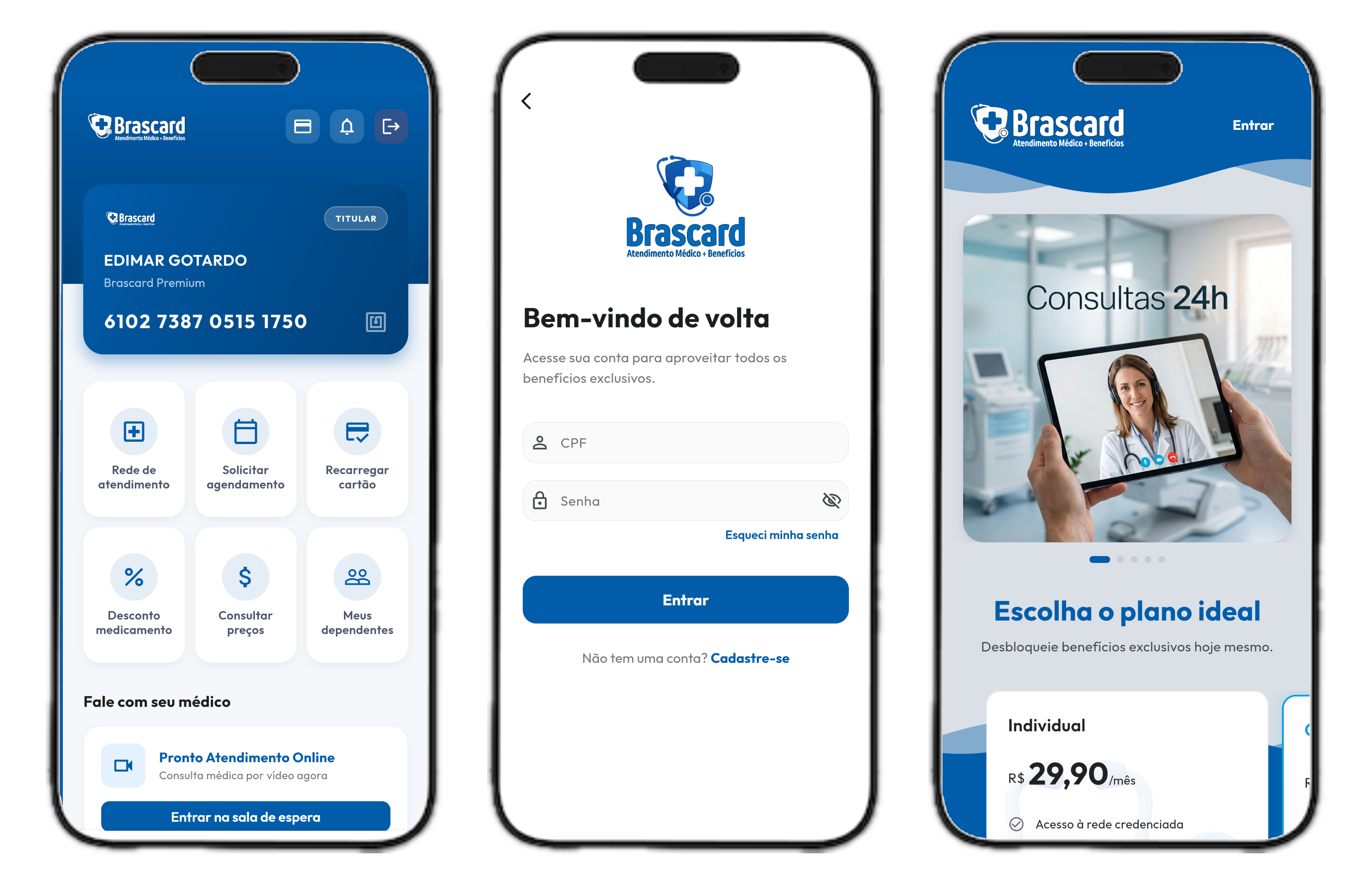 Mockup do app Brascard